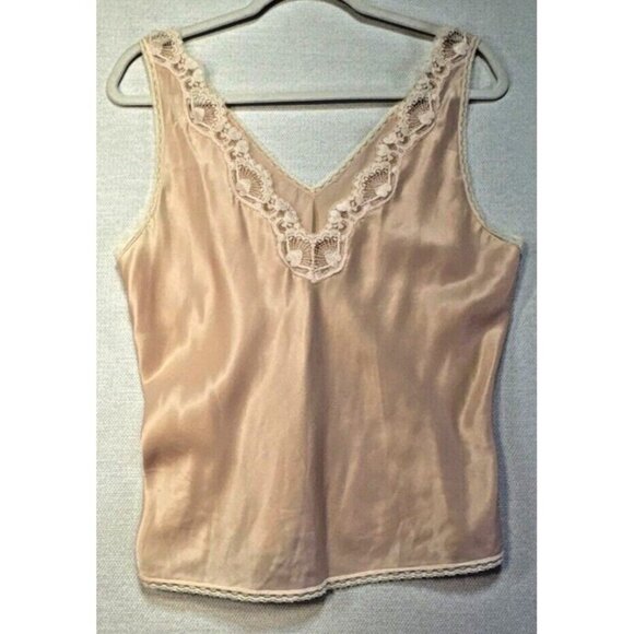 Barbizon Other - Vtg Barbizon Satin Remarque Womens Lace Chemise Medium Pale Pink Lace